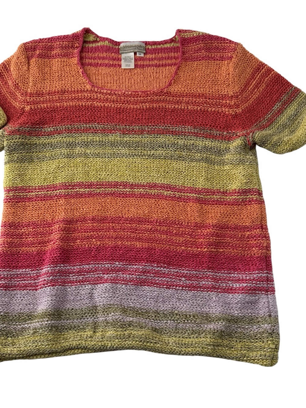 Coldwater Creek Multicolored Women’s M Striped Knit Sweater Top Coastal Summer